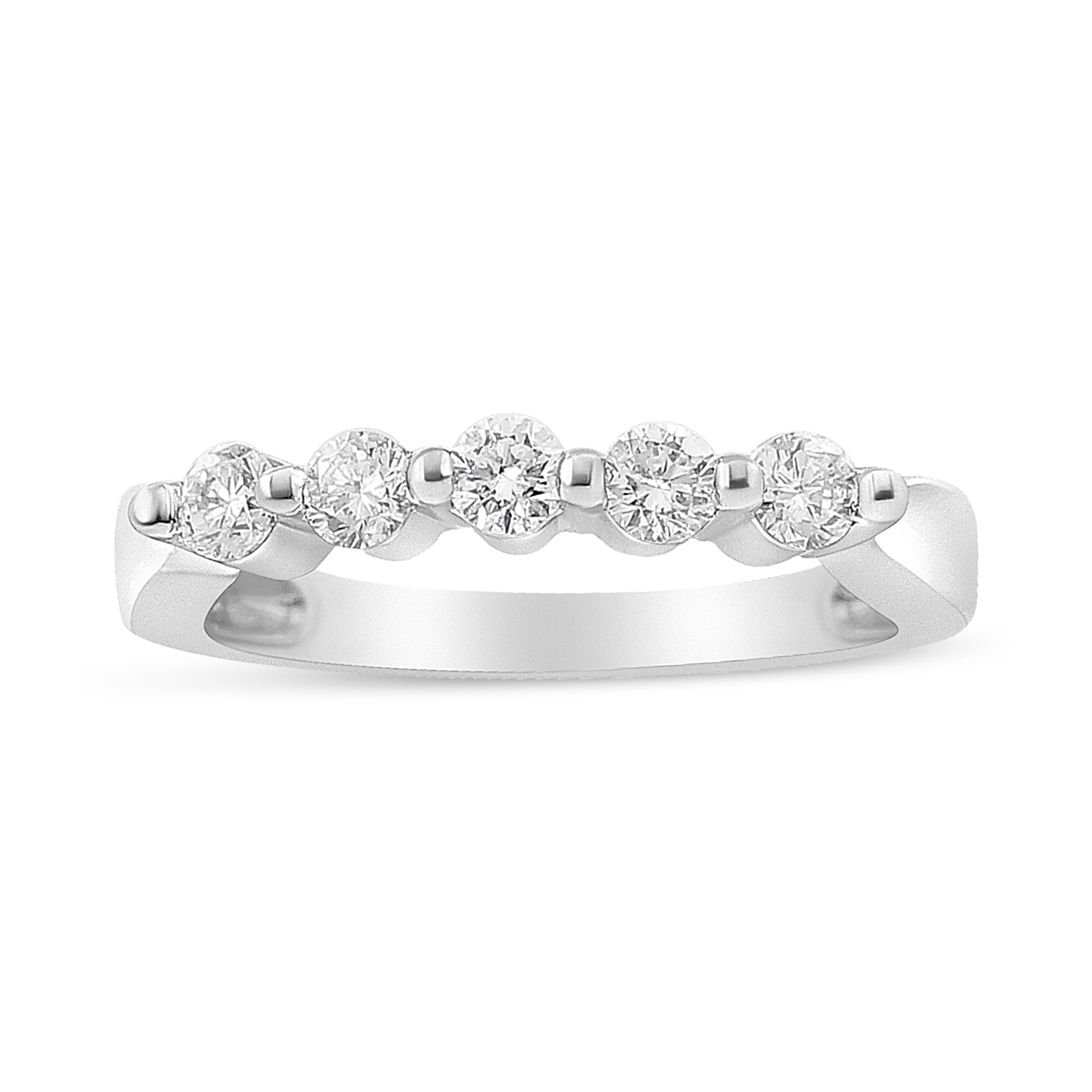 14k White Gold 1/2 Cttw Round-Cut 5-Stone Diamond Ring (H-I Color, Si1-Si2